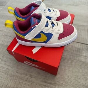 Nike Toddler Red, Blue, and Yellow Sneakers Court Borough Low Recraft BT